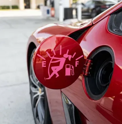 Sticker de silueta de mujer rosa para tapa de tanque de gasolina