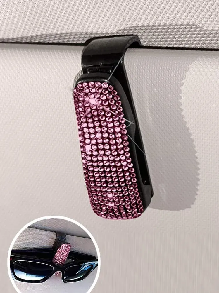 Soporte de visera para anteojo con pedreria rosa