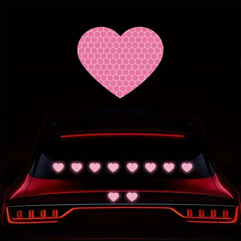 Pegatinas reflectivas de corazon rosa