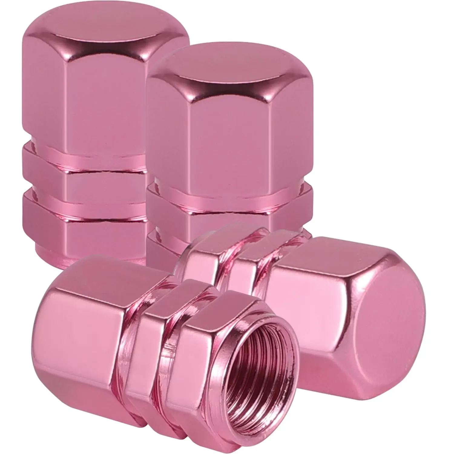 Tapa de valvula cromada en color rosa