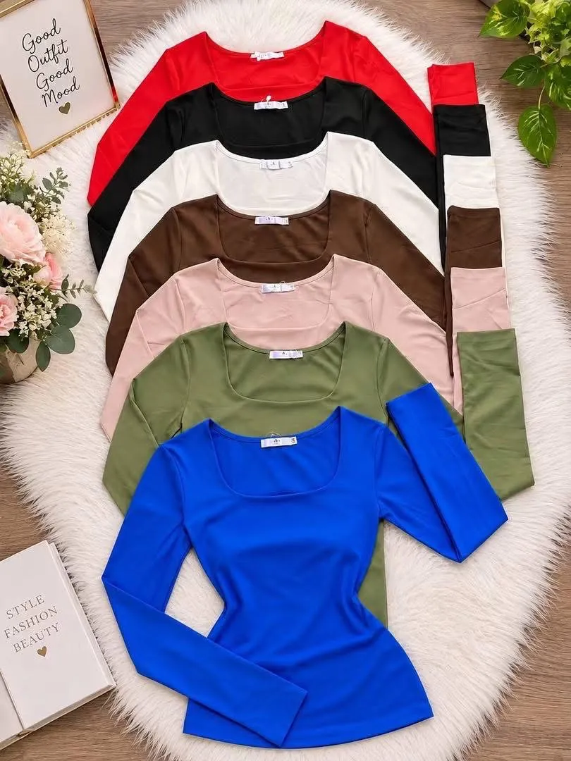 Blusa manga larga escote cuadrado